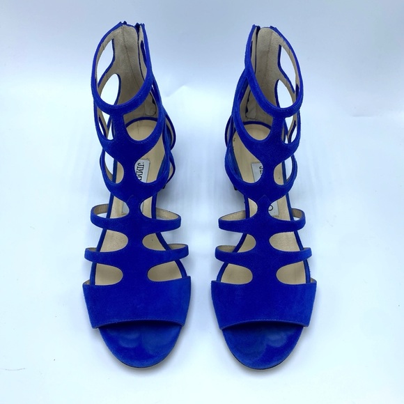 Jimmy Choo size 8 /38 Ren Cobalt Blue Suede Gladiator Sandal EUC - Picture 7 of 11